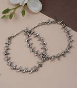 Handmade oxidized silver payal for women