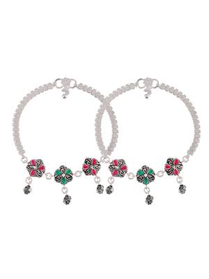 Silver-plated stone-studded indian payal for women 3