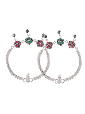 Silver-plated stone-studded indian payal for women 4