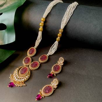 traditional long multistrand pearl necklace jewellery & earrings set 1