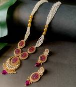 traditional long multistrand pearl necklace jewellery & earrings set