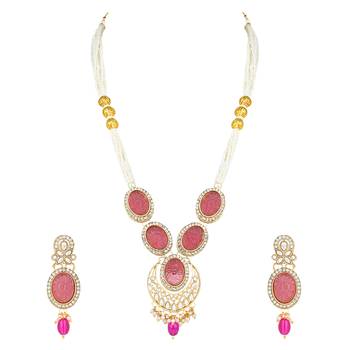 traditional long multistrand pearl necklace jewellery & earrings set 2