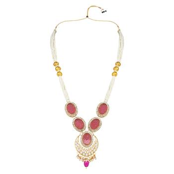traditional long multistrand pearl necklace jewellery & earrings set 3