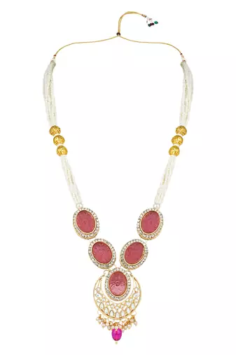 traditional long multistrand pearl necklace jewellery & earrings set
