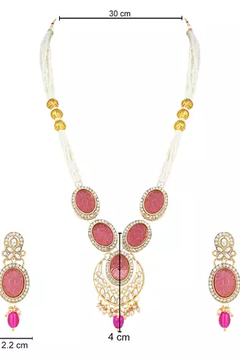 traditional long multistrand pearl necklace jewellery & earrings set