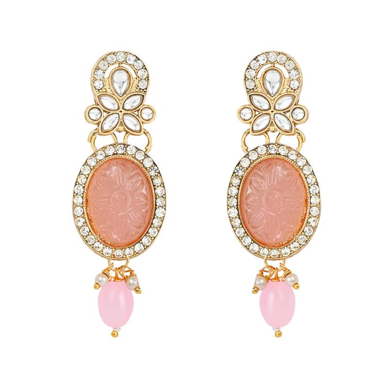 gold plated traditional long multistrand pearl necklace jewellery & earrings set