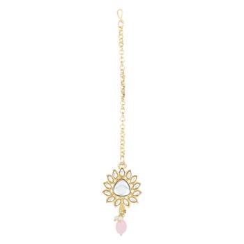 gold plated traditional kundan pearl choker necklace jewellery with dangle earrings set 4