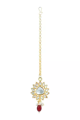 gold plated traditional kundan pearl choker necklace jewellery with dangle earrings set