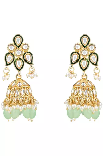 gold plated traditional kundan pearl choker necklace jewellery with dangle earrings set