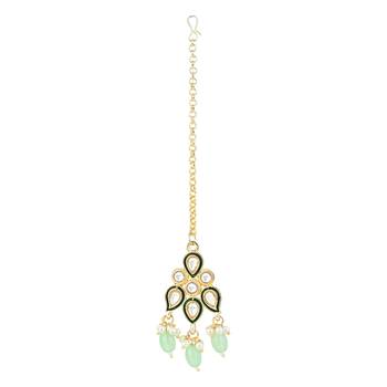 gold plated traditional kundan pearl choker necklace jewellery with dangle earrings set 4