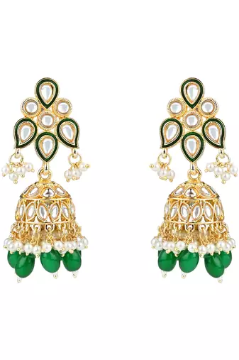 gold plated traditional kundan pearl choker necklace jewellery with dangle earrings set