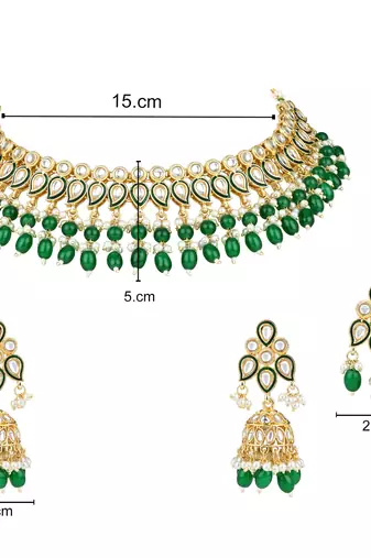 gold plated traditional kundan pearl choker necklace jewellery with dangle earrings set
