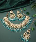 gold plated traditional kundan pearl choker necklace jewellery with dangle earrings set
