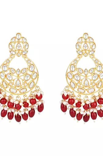 gold plated traditional kundan pearl choker necklace jewellery with dangle earrings set