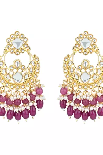 gold plated traditional kundan pearl choker necklace jewellery with dangle earrings set