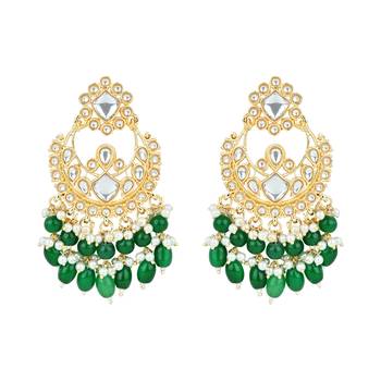gold plated traditional kundan pearl choker necklace jewellery with dangle earrings set 3