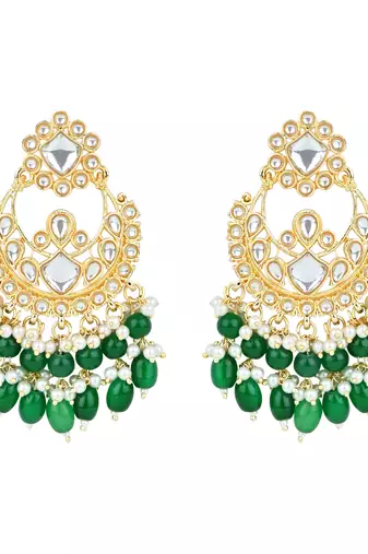 gold plated traditional kundan pearl choker necklace jewellery with dangle earrings set