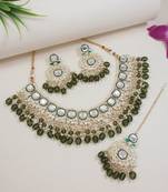 gold plated traditional kundan pearl choker necklace jewellery with dangle earrings set