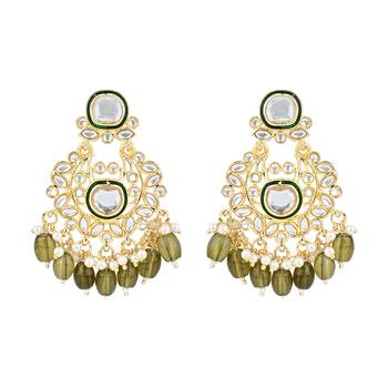 gold plated traditional kundan pearl choker necklace jewellery with dangle earrings set 3
