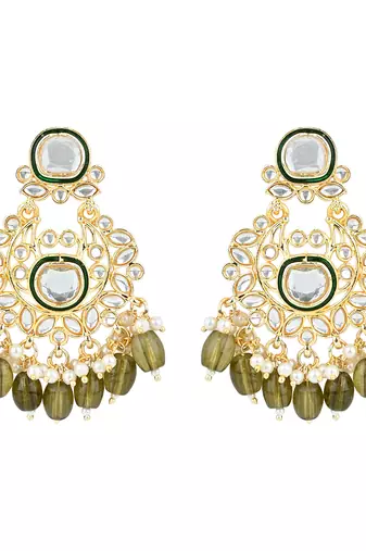 gold plated traditional kundan pearl choker necklace jewellery with dangle earrings set