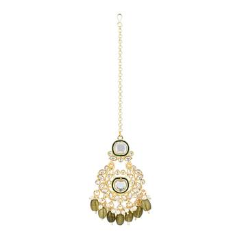gold plated traditional kundan pearl choker necklace jewellery with dangle earrings set 4