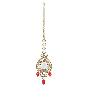 traditional multi layered pearl kundan bridal necklace jewellery with dangle earrings & maang tikka set 4