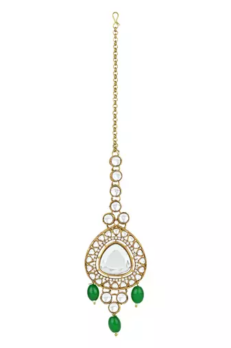 traditional multi layered pearl kundan bridal necklace jewellery with dangle earrings & maang tikka set