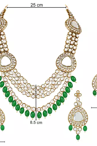 traditional multi layered pearl kundan bridal necklace jewellery with dangle earrings & maang tikka set