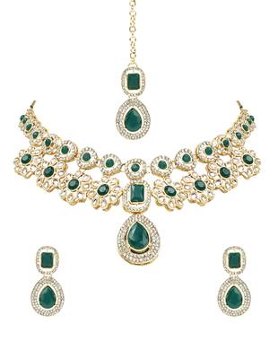 stylish traditional kundan stone necklace jewellery set 2