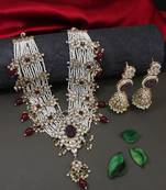 traditional multi layered floral statement choker necklace jewellry & jhumki earrings set