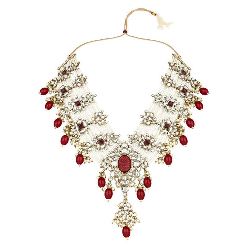 traditional multi layered floral statement choker necklace jewellry & jhumki earrings set
