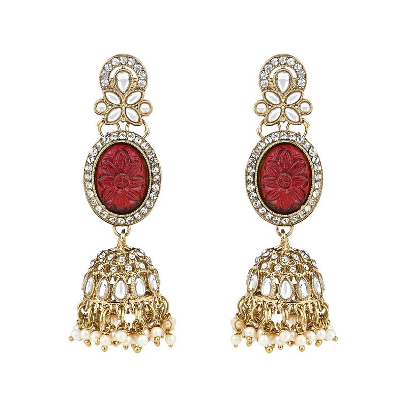 traditional multi layered floral statement choker necklace jewellry & jhumki earrings set