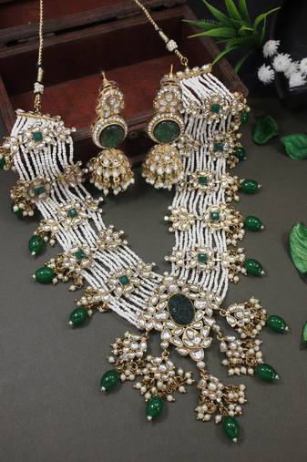 traditional multi layered floral statement choker necklace jewellery & jhumki earring set