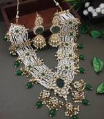 traditional multi layered floral statement choker necklace jewellery & jhumki earring set