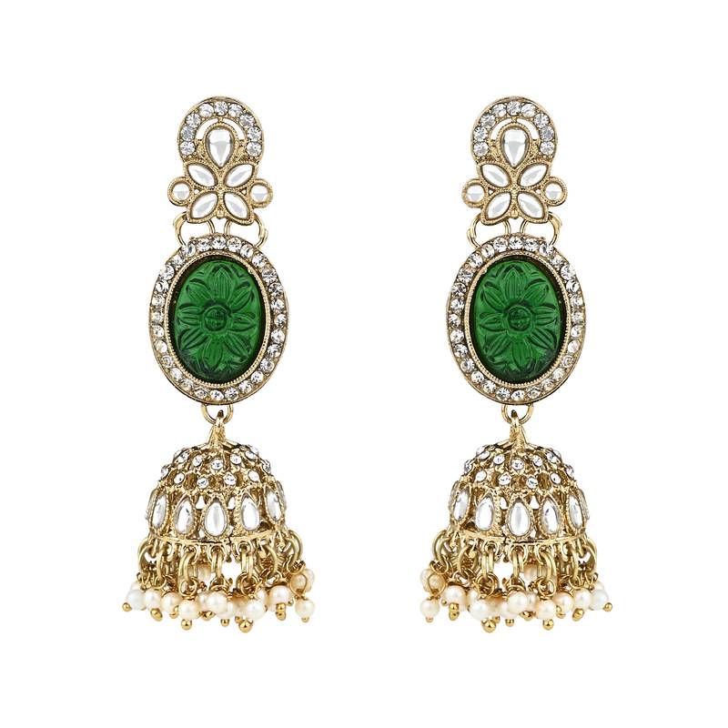 traditional multi layered floral statement choker necklace jewellery & jhumki earring set