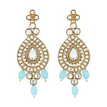traditional multi layered pearl kundan bridal necklace jewellery with dangle earrings & maang tikka set 3