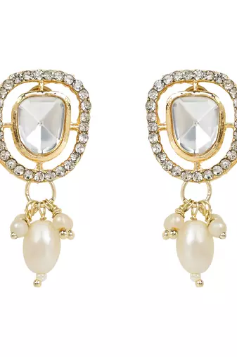 artificial stone kundan pearl chocker necklace jewellery with earrings set