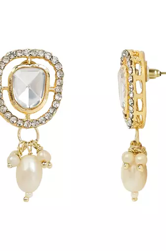 artificial stone kundan pearl chocker necklace jewellery with earrings set