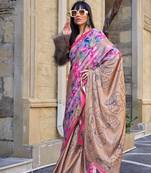 Multi Color Satin Crape Digital Print Saree With Blouse