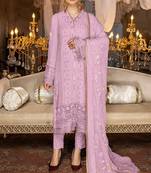 Light purple georgette heavy embroidery work salwar kameez