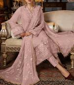 Dusty pink georgette heavy embroidery work salwar kameez