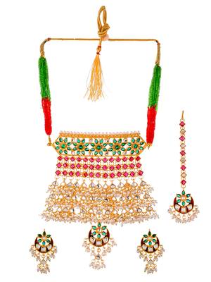 Traditional rajputi kundan choker bridal jewellery set 1