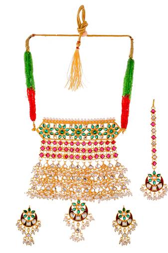 Traditional rajputi kundan choker bridal jewellery set