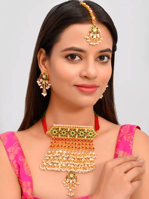 Traditional rajputi kundan choker bridal jewellery set 2