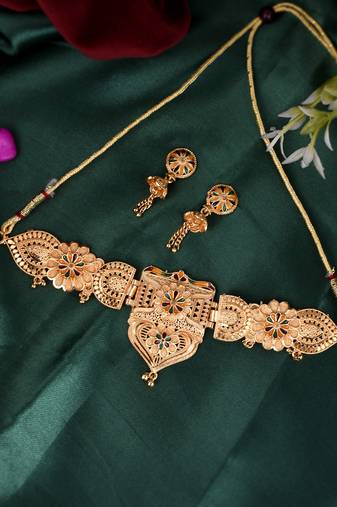 Gold plated meenakari ethnic necklace