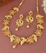 Gold plated traditional  peacock jewelry set