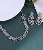 Silver plated american diamond classic  jewellery set