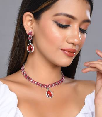 Faux ruby pendant set for women 2