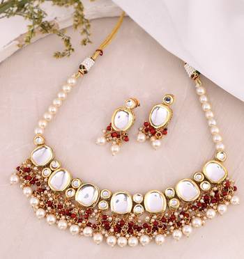 Gold plated pearl kundan jewellery set 1