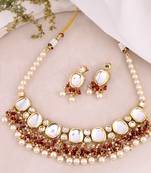 Gold plated pearl kundan jewellery set
